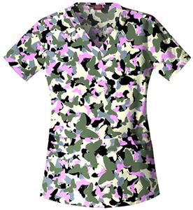 Dickies Women's Gen Flex Print V-Neck Scrub Tops