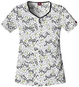 Dickies Women's Natural Print Keyhole Scrub Tops