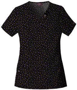 Dickies Women's Natural Print V-Neck Scrub Tops