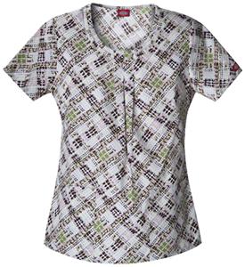 Dickies Women's Natural Print Rnd Neck Scrub Tops