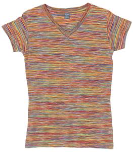 J America Womens Vanity Space Dye V-Neck Tee