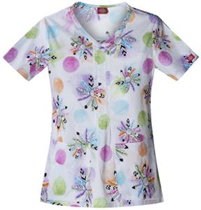 Dickies Women's Enzyme Print V-Neck Scrub Tops