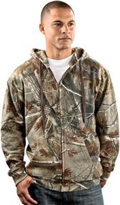 LAT Sportswear Adult Camo Hooded Zip Front Jacket