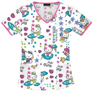 Cherokee Tooniforms Scribble Hello Kitty Scrub Top