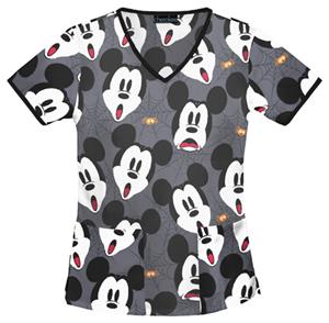Cherokee Tooniforms Mickey Scream Scrub Tops