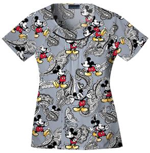 Cherokee Tooniforms Mickey Crochet Scrub Tops