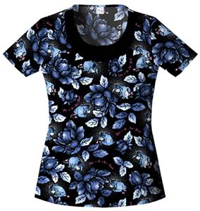 Cherokee Tooniforms Blue Is the New Blk Scrub Tops