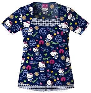 Cherokee Tooniforms Green Hello Kitty Scrub Tops