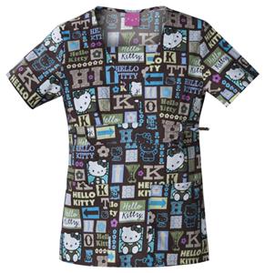 Cherokee Tooniforms Hello Kitty Name Tag Scrub Top