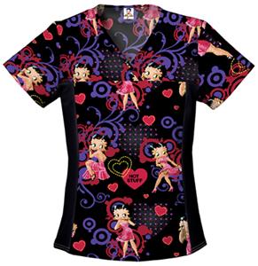 Cherokee Tooniforms Valentine Fireworks Scrub Tops