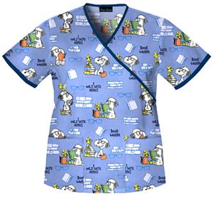 Cherokee Tooniforms Book Worm Snoopy Scrub Tops