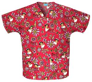 Cherokee H.Q. Paint By Numbers V-Neck Scrub Tops