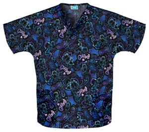 Cherokee H.Q. Velvet Cat V-Neck Scrub Tops
