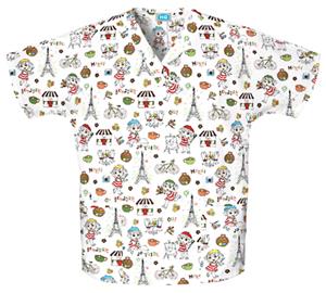 Cherokee H.Q. Dora In Paris V-Neck Scrub Tops
