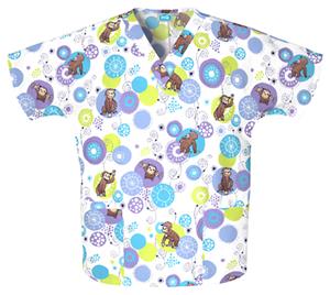 Cherokee H.Q. Monkey Bubble V-Neck Scrub Tops