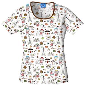 Cherokee H.Q. Dora In Paris Scoop Neck Scrub Tops