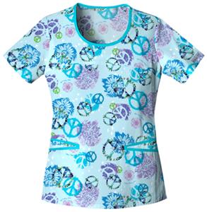 Cherokee Love This Life Scoop Neck Scrub Tops
