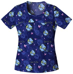 Cherokee Love This Life Scoop Neck Scrub Tops