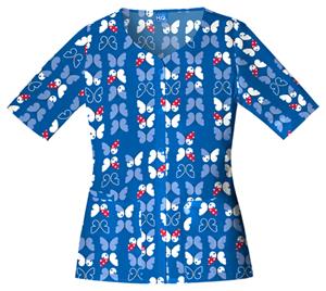Cherokee Women's H.Q. Print Round Neck Scrub Tops