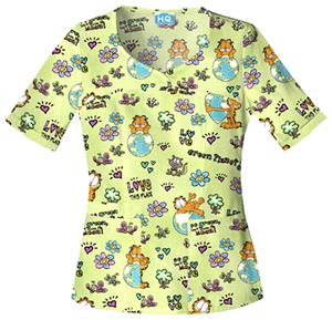 Cherokee H.Q. Planet Garfield V-Neck Scrub Tops