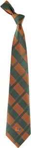 Eagles Wings NCAA Miami Woven Plaid Tie