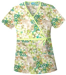 Cherokee Women's H.Q. Print Mock Wrap Scrub Tops