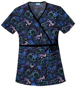 Cherokee H.Q. Velvet Cat Mock Wrap Scrub Top