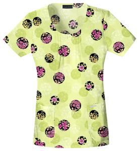 Cherokee Women's Basic Print Scoop Neck Scrub Top