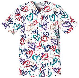 Cherokee Women's Basic Print Snap Front Scrub Top