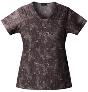 Cherokee Women's Basic Print V-Neck Scrub Tops