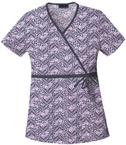 Cherokee Women's Basic Print Mock Wrap Scrub Tops