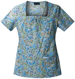Cherokee Women's Basic Print Square Neck Scrub Top