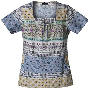 Cherokee Women's Basic Print Square Neck Scrub Top