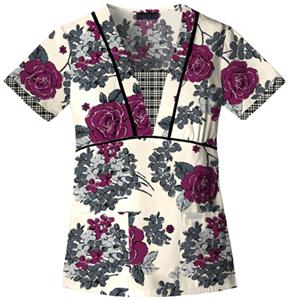 Cherokee Women's Basic Print V-Neck Scrub Tops