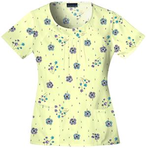 Cherokee Women's Basic Print Round Neck Scrub Tops