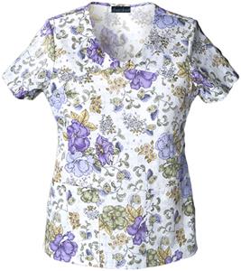 Cherokee Women's Basic Print V-Neck Scrub Tops