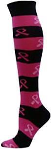 Nouvella Womens Pink Ribbon Knee High Socks