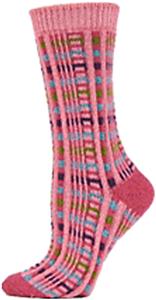 QT Feet Womens Recycled Picnic Plaid Crew Socks