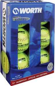 Worth ASA Super Gold Dot ProTac Softballs 6 pk