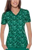 Cherokee Womens Plaid To Be Here V-Neck Scrub Top