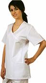 Adar Women Mock Wrap Piped Side Insets Uniform Top