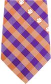 Eagles Wings NCAA Clemson Woven Poly Check Tie