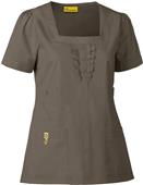 WonderWink Mink Four-Pocket Ruffle Neck Top
