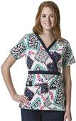 WonderWink Floral Frames Mock Wrap Scrub Top