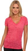 Next Level Pink Women's Burnout Deep V T-Shirts