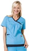 Mary Engelbreit Women's Basic Y-Neck Trimmed Top