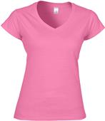 Gildan Pink Softstyle Junior Fit V-Neck T-Shirts