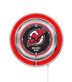 Holland NHL New Jersey Devils Neon Logo Clock Holland NHL New Jersey Devils Neon Logo Clock