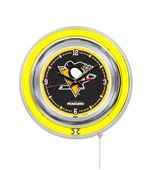 Holland NHL Pittsburgh Penguins Neon Logo Clock
