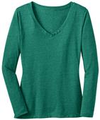 District Made Ladies' Textured LS V-Neck Tee Shirt